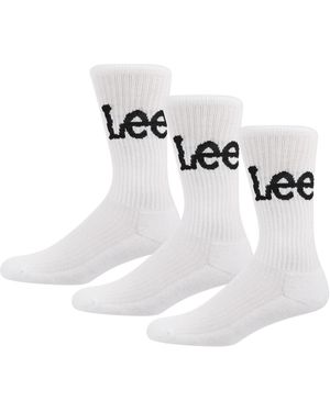 Lee Jeans 3 Pack Crorbett Lettering Crew Socks - White