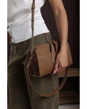 Where's That From 'Dune' Faux Leather Structured Mini Shoulder Bag - Brown
