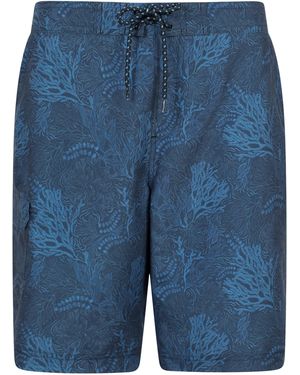 Mountain Warehouse 'Ocean' Printed Boardshorts With Two Side Pockets Quick Drying Swim Shorts - Blue