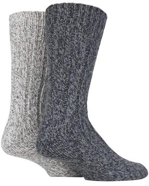 Sock Snob 2 Pairs Ladies Thick Heavy Winter Warm Wool Hiking Boot Socks - Grey