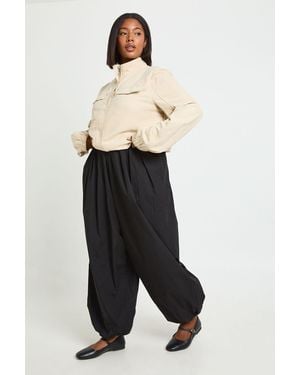 Boohoo Plus Poplin Concealed Waistband Balloon Trouser - Black