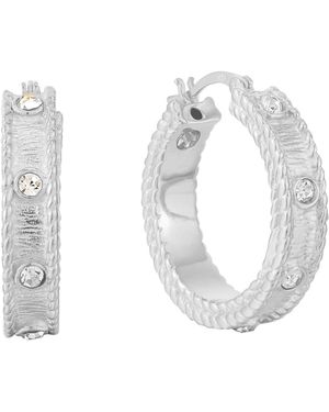 SEOL + GOLD Sterling Crystal Rope Edge Creoles - White