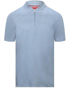 HUGO Zip Neck Polo Shirt - Blue