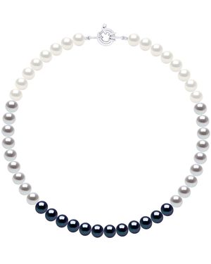 Ateliers Saint Germain Necklace Of Real Cultured Freshwater Pearls And Round 8-9 Mm - Blue