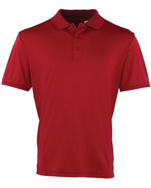PREMIER Coolchecker Pique Short Sleeve Polo T-Shirt - Red
