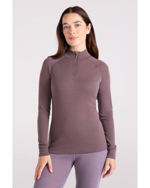 Mountain Warehouse Base Layer Top Zip Neck Breathable Long Sleeved Tee Merino - Purple