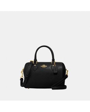 COACH Crossgrain Leather New Rowan Satchel Bag - Black