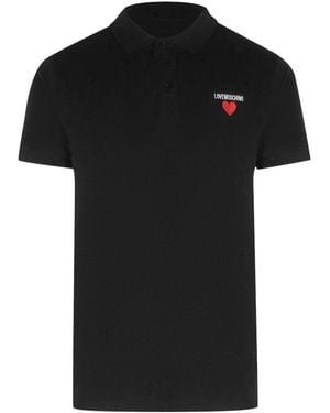 Moschino Love Heart Logo Polo Shirt Cotton - Black