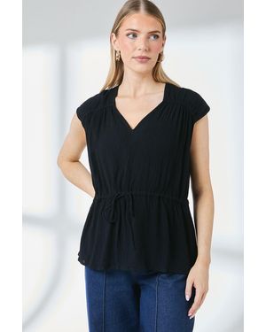 PRINCIPLES Drawstring Waist Sleeveless Top - Black