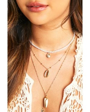 Boohoo 3 Pack Shell Necklaces - Natural