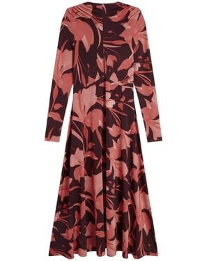 Ted Baker Starlah Slinky Jersey Printed Dark Midi Dress - Red