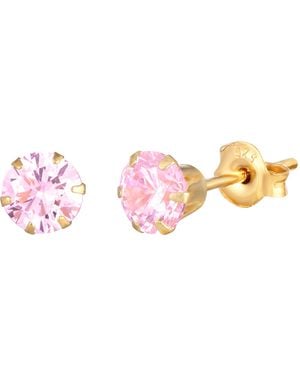The Jewellery Stockroom 9Ct 3Mm Cubic Zirconia Stud Earrings - Pink