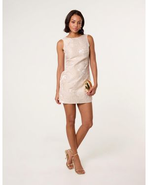 Blue Vanilla Luxe Jacquard Bow Back Dress - Natural