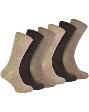 IOMI 6 Pack Diabetic Bamboo Socks - Brown