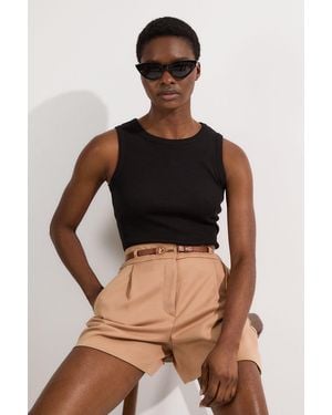 Karen Millen Compact Jersey Ribbed Top - Black