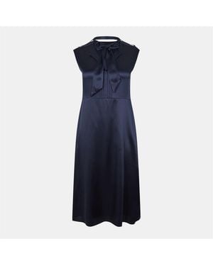 BOSS Tie Neck Mini Skater Dress - Blue