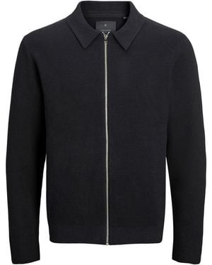 Jack & Jones And Stitch Knit Shirt Collar Jacket - Black
