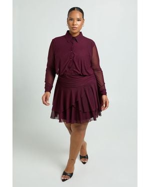 Boohoo Plus Collared Drop Hem Skater Dress