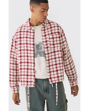 BoohooMAN Bungee Hem Flannel Overshirt - Red