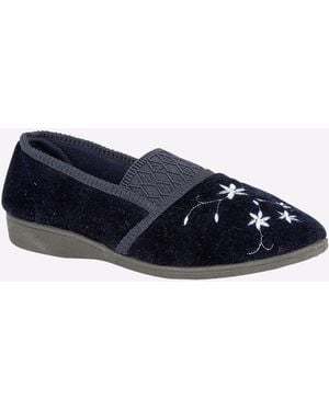 Zedzzz Joanna Embroidered Slippers - Blue