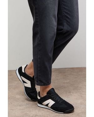 Oasis Jemima Faux Suede Mesh Lace Up Trainers - Black