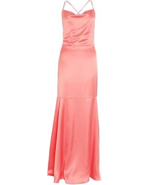 Quiz Coral Satin Cross Back Maxi Dress - Pink