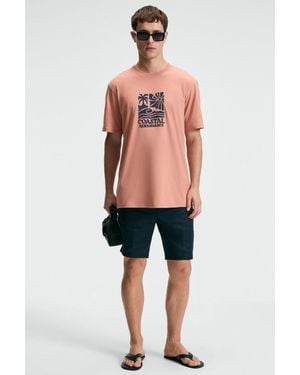 Grimelange Oversized Printed Crew Neck T-Shirt - Pink