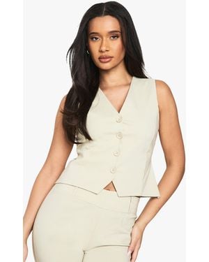 Boohoo Bengaline Fitted Waistcoat - White