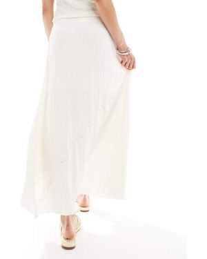 Miss Selfridge Textured Jersey Asym Boho Maxi Skirt Co Ord - White