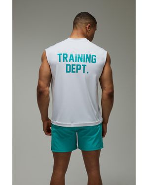 BoohooMAN Training Dept Performance Oversized Tank - White