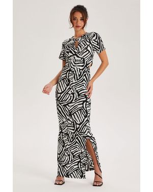 Urban Bliss Printed Twist Front Midi Dress - White