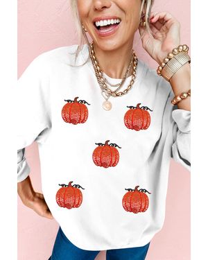 Azura Exchange Pompoen Pailletten Sweatshirt - Rood