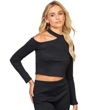 SIKSILK Geribbelde Top Met Lange Mouwen (zwart)