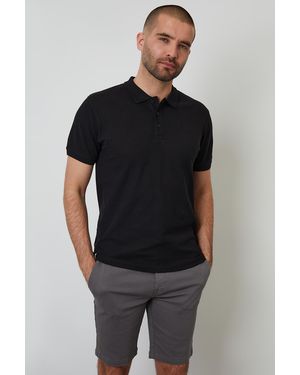 Threadbare Cotton Pique Short Sleeve Polo Shirt - Black
