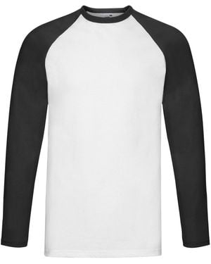 Fruit Of The Loom Adult Contrast Long-Sleeved Baseball T-Shirt Cotton - Black