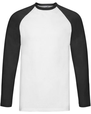 Fruit Of The Loom Contrast Honkbal T-shirt Met Lange Mouwen (wit/zwart)