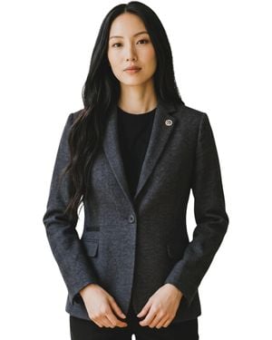 TruClothing Wool Tweed Herringbone Check Blazer - Black