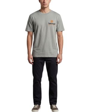 Timberland T Shirts Illustrated Tree Logo Crew Neck Pullover Summer Top New - Grey