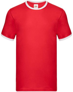 Fruit Of The Loom Ringer Contrast T-Shirt Cotton - Red