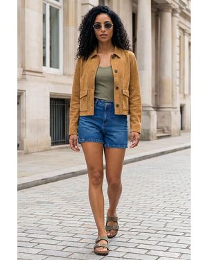 Roman Suedette Button Jacket - Natural