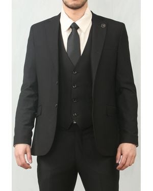 TruClothing 3 Piece Formal Classic Prom Suit Workwear - Black