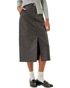 Roman Coated Midi Pencil Skirt - Grey