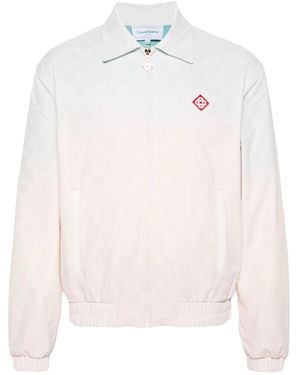 CASABLANCA Monogram Perforated Laser Cut Gradient Jacket - White