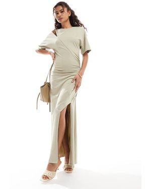ASOS Slash Ruched Front T-Shirt Maxi Dress - White
