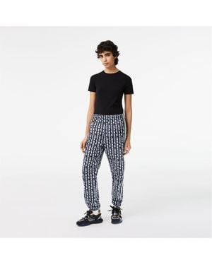 Lacoste Lettering Vertical Stripe Slim Cut Joggers - Blue