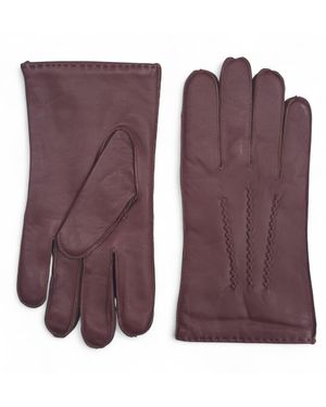Infinity Leather Italian Warm Wool Lining Winter Stich Design Riding Driving Casual Gloves - Purple