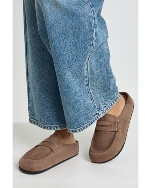 Boohoo Faux Suede Wrapped Clog Mules - Blue