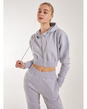 Pink Vanilla Long Sleeve Zip Up Hoodie - Grey