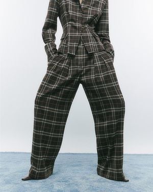 River Island Wide Leg Trousers Check - Grey