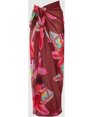 Karen Millen Beach Viscose Georgette Photographic Floral Sarong - Red